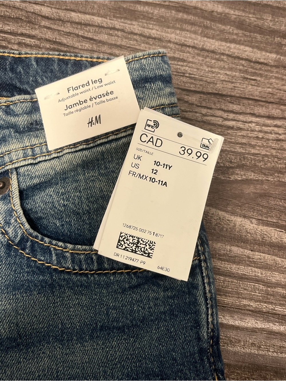 H&M NWT Low Rise Flare Jeans Girls 10-12 Y2K Blue - Picture 3 of 4